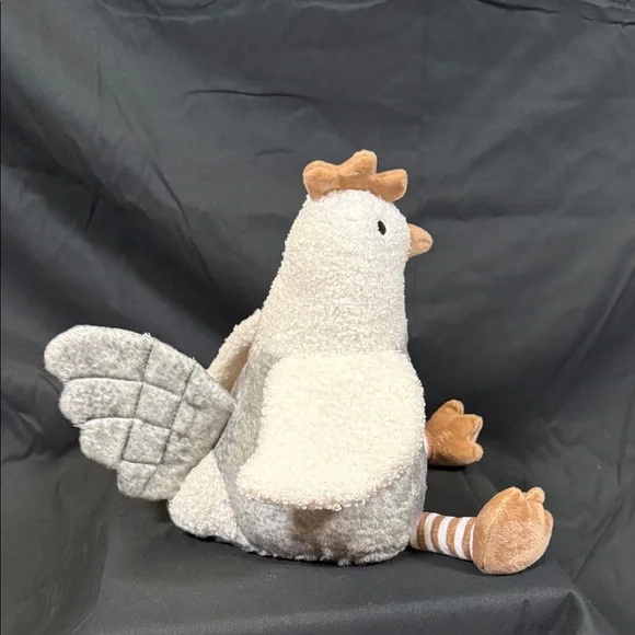 Cuddly Plush Weighted Chicken Toy - Cream and Gray - Picture 4 of 6